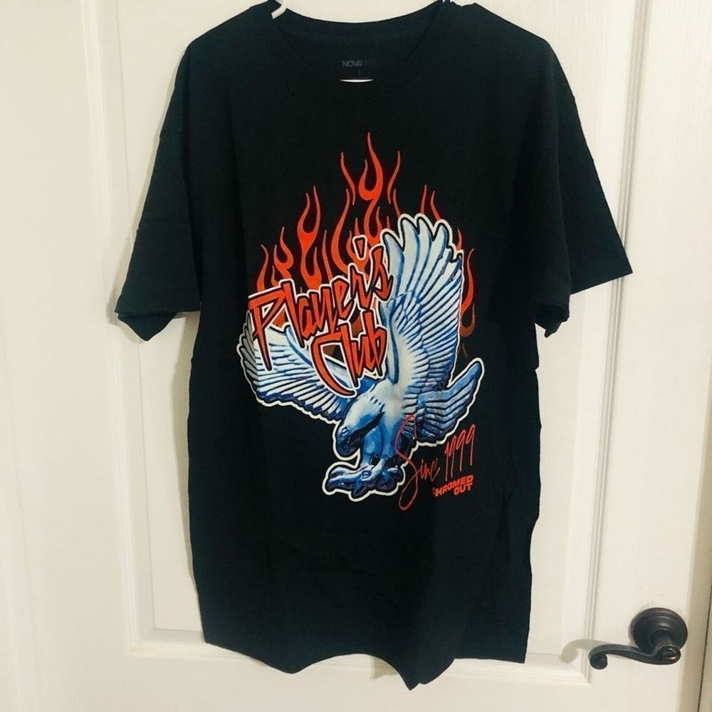 NovaMen Players Club Since 1999 Eagle Flame‎ Graphic T-Shirt Black Mens Large
